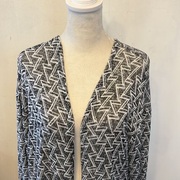 Divided black white patterned lightweight open cardigan Size L EUC - Picture 4 of 8